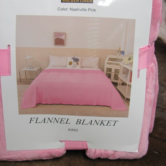 GL  GOLDEN LINEN  FLANNEL/VELOUR BLANKET/THROW  NIP - Picture 2 of 4